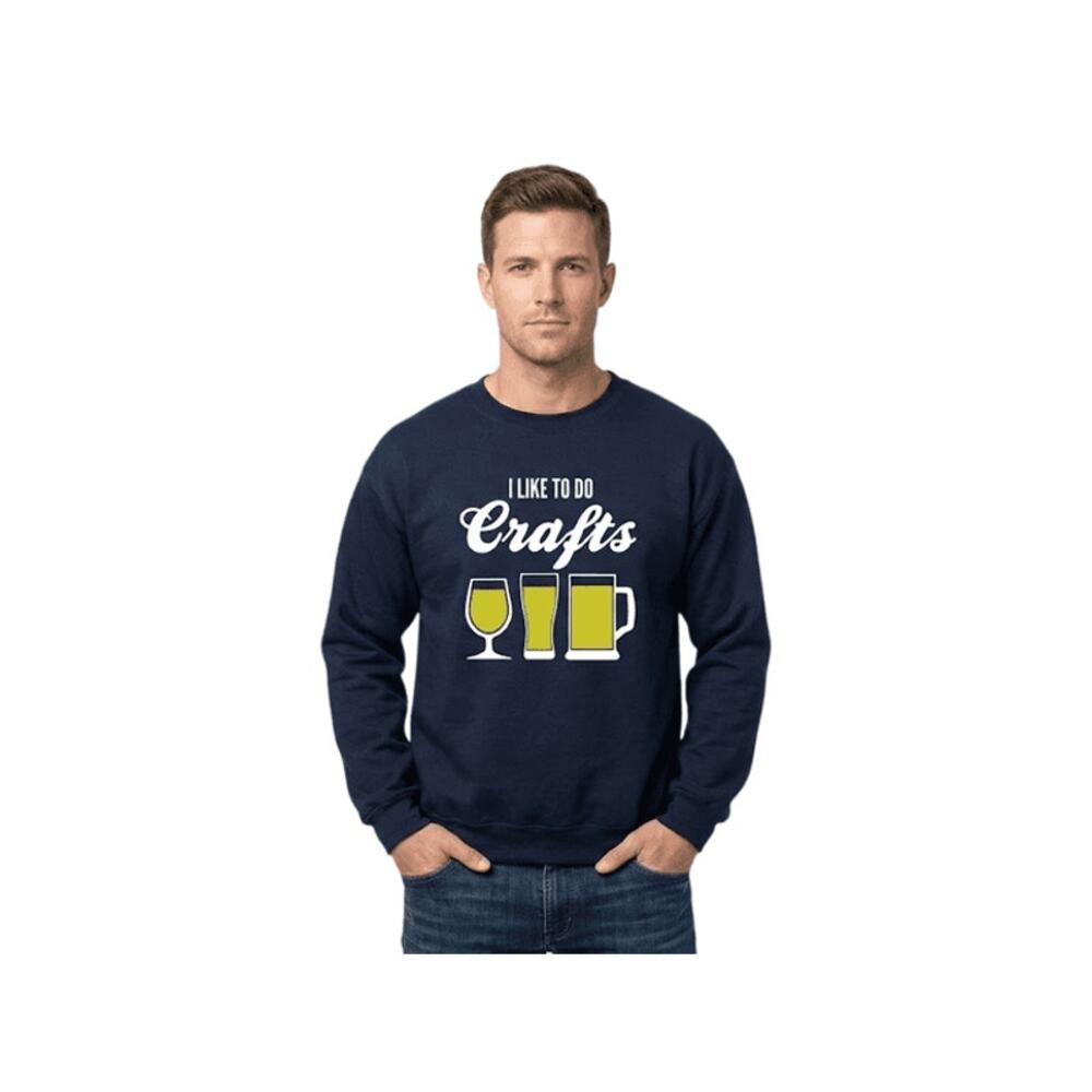 Gildan Heavy Blend I Like To Do Crafts Crewneck Sweatshirt – Navy Size: M